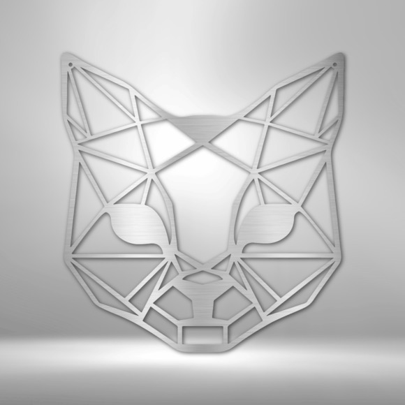 Geometric Cat Steel Sign Laser Cut Powder Coated Home & Office Metal Wall Decor